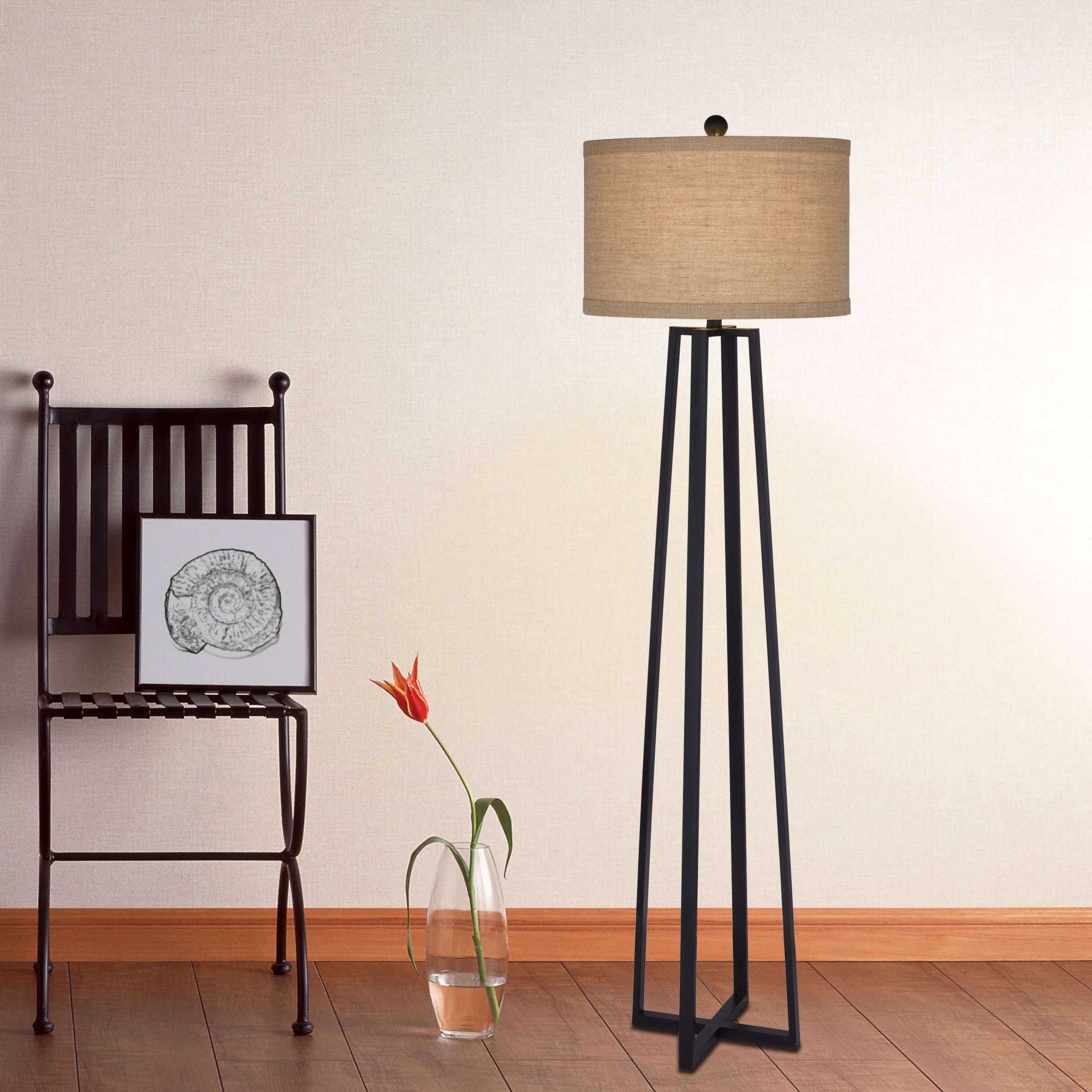 海外製　スタンドライト　Fangio Lighting Fangio Lighting 1477 62-Inch Molded Metal Floor Lamp, Black, Floor